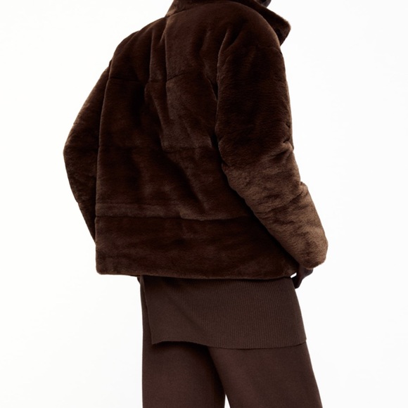 NWT Zara black faux fur bomber jacket w/ high collar size medium - Picture 4 of 10